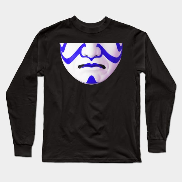 Kabuki Mouth - Blue Long Sleeve T-Shirt by BigOrangeShirtShop